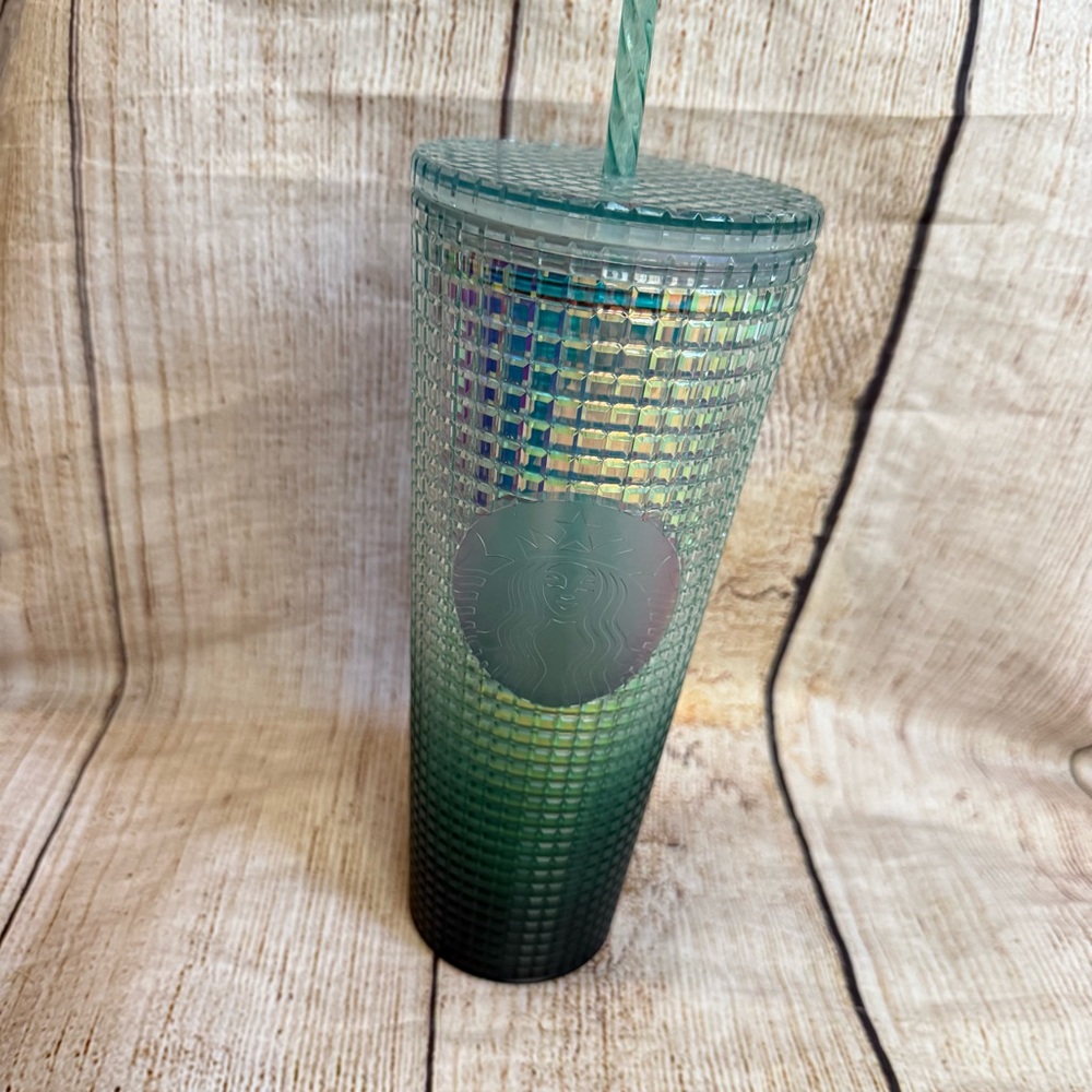 Starbucks Tumbler 2022 Green Aqua Grid Rainforest Venti 24oz Cup NEW